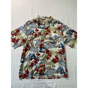 Roundtree & Yorke Mens Hawaiian Shirt  Short Sleeve Button Up Size M